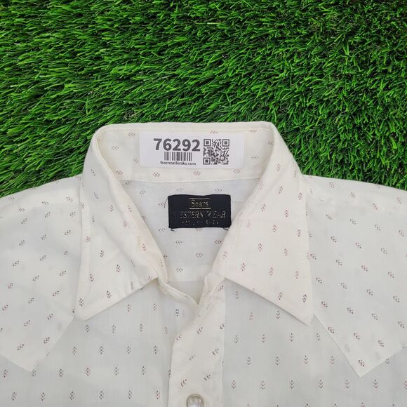 Vintage 80s Western Button Shirt Large 21x30 Disco Hippie - Picture 8 of 13